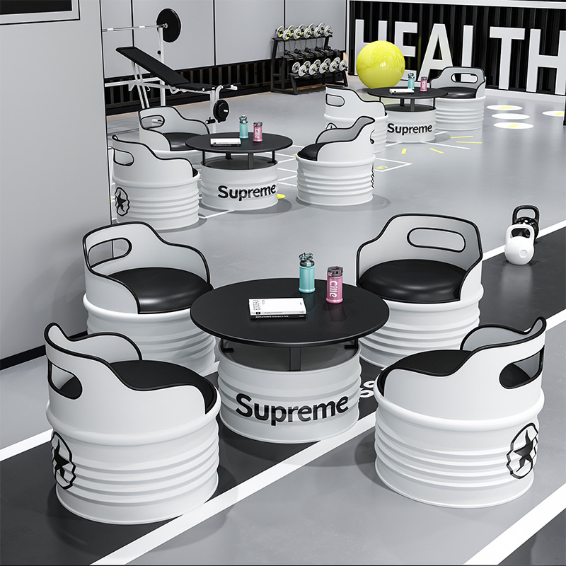 Industrial style creative oil drum Iron table and chair Restaurant/coffee /book store Booth Seating Commercial Furniture Set