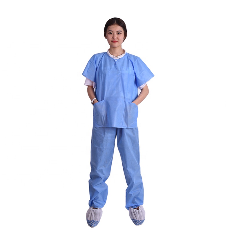 disposable medical patient gowns nurse scrub suit in short sleeves