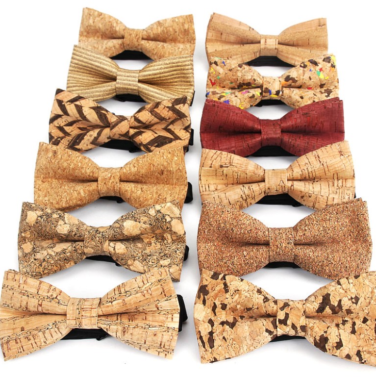 New Cork Wood Fancy Adjustable Butterfly Handmade Bow Tie Wedding Party Neckwear Men cork material Bow ties