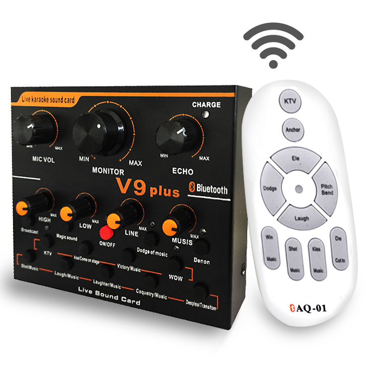 Звуковая карта V9 Plus для подкастов в режиме реального времени, студийный пульт дистанционного управления для записи, звуковой интерфейс, звуковая карта, микшер для караоке, прямая трансляция