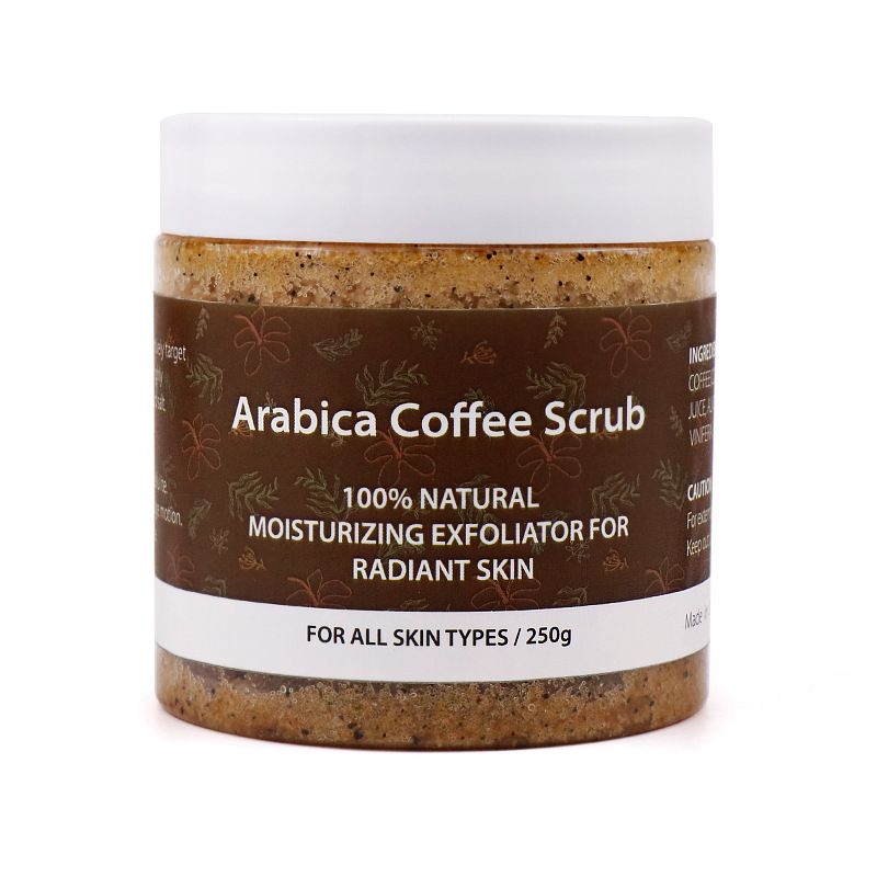 Скраб для лица и тела Arabica Coffee, 100% натуральный увлажняющий отшелушиватель для сияющей кожи, глубокое очищение, 250 г