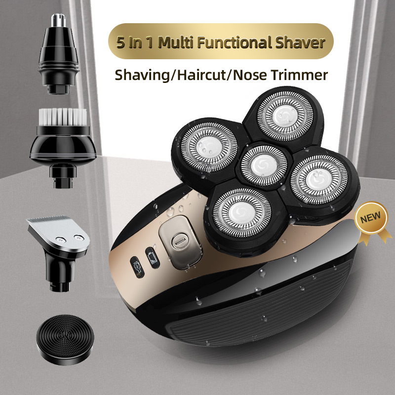 Micro Shave Trimmer Wet And Dry Beard Refreshments 3d Head Waterproof Cleansing 5 Heads With Shaving Brush Mens Electric Razor