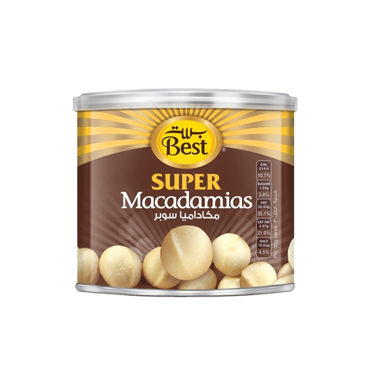 BEST SUPER MACADAMIAS CAN 110GM Premium quality nuts snacks Made In UAE For Wholesale