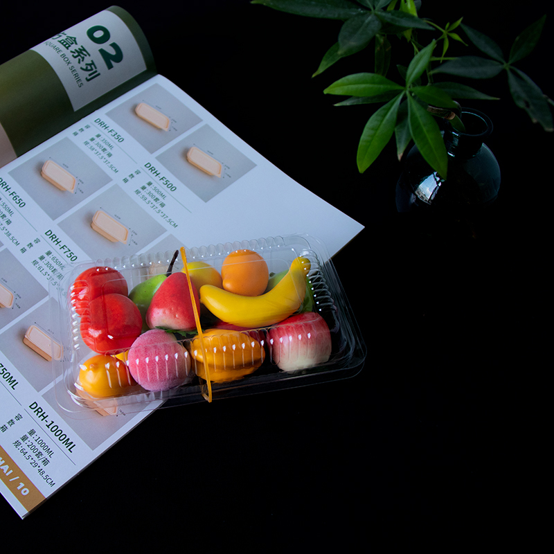 Transparent disposable plastic fruit/sushi/vegetable packaging clamshell