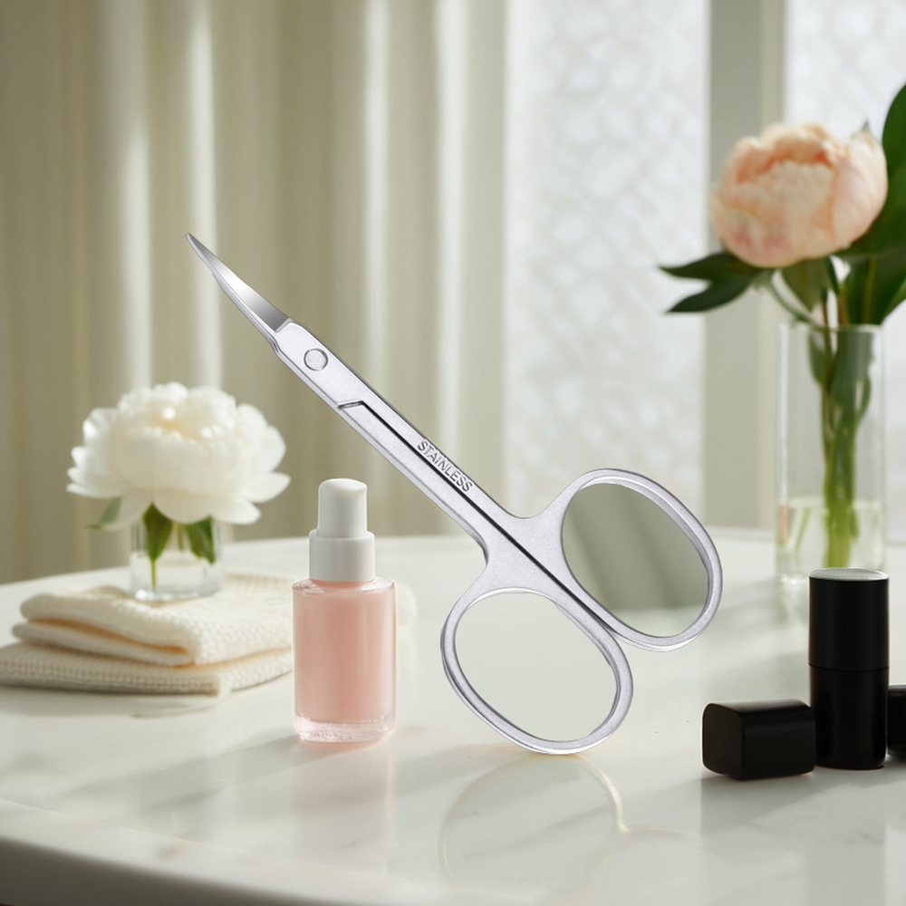 Professional Stainless Steel Nail Scissors Manicure Pedicure Sharp Point Tip Eyebrow Facial Hair Scissor Curved Cuticle Scissors
