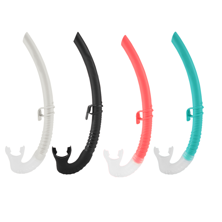 Free diving snorkel silicone deep diving snorkeling full wet positive buoyancy anti-lost macarons solid color