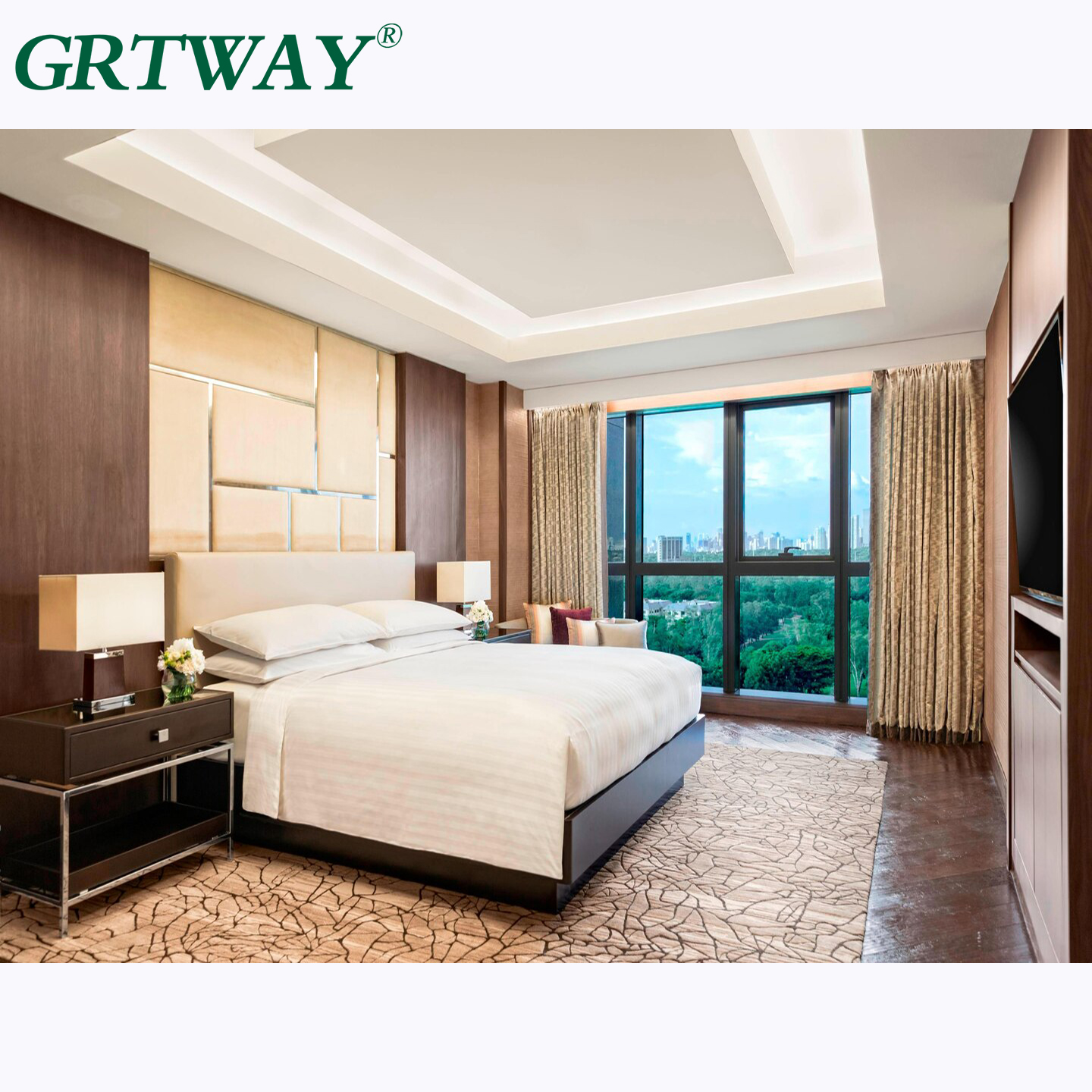 GRT4002 Guangzhou мебель для гостиниц, поставка с завода, современная мебель на заказ для коммерческого использования, набор мебели для спальни
