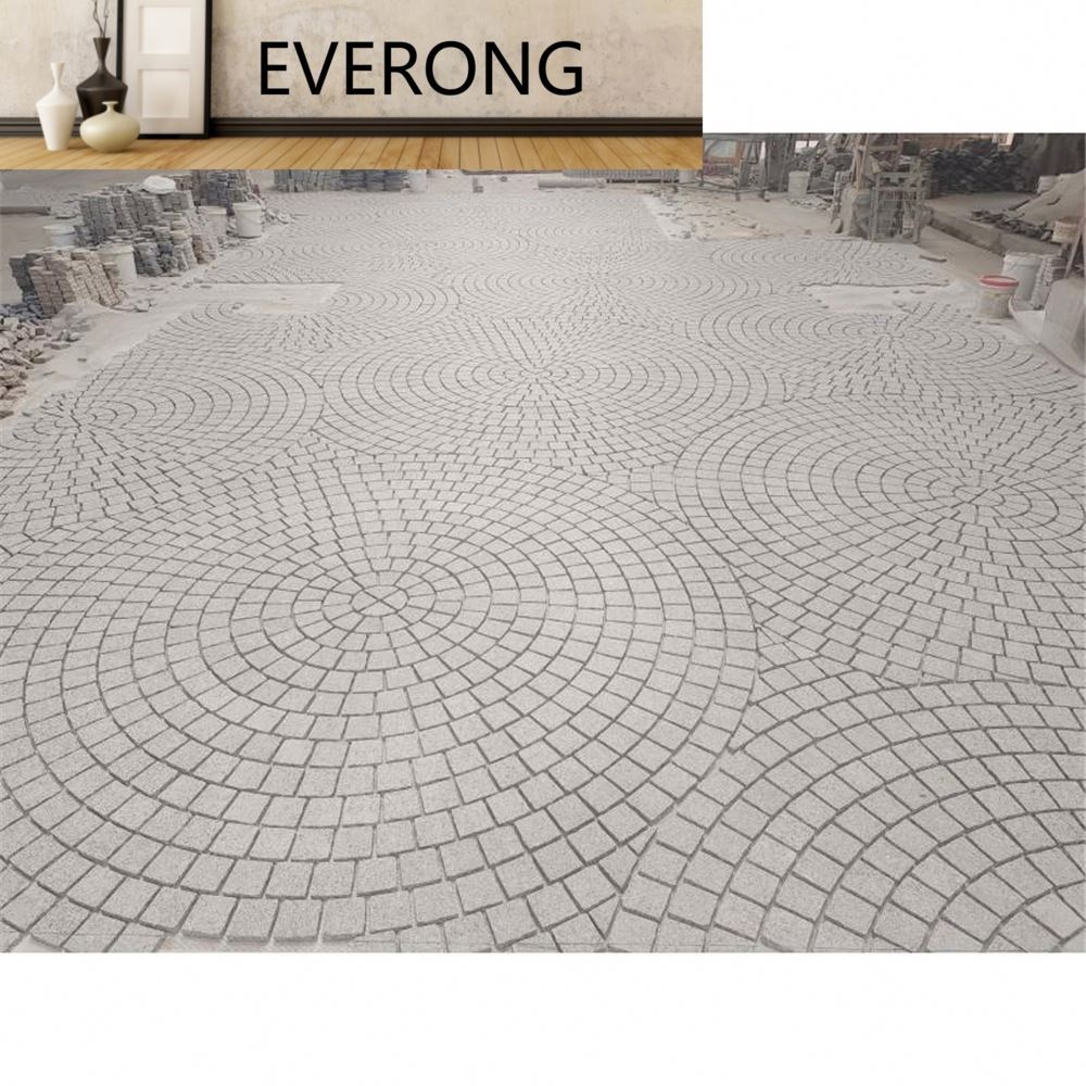 Natural Stone G603 Grey Granite 2.6m Circular Pattern Paver Outdoor Driveway Paving Stone Mesh Cobblestone