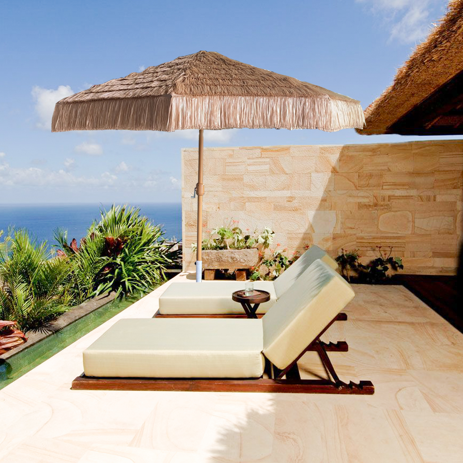 Garden Patio Balcony Hotel Restaurant Hawaii straw beach umbrella Umbrella Outdoor Umbrella