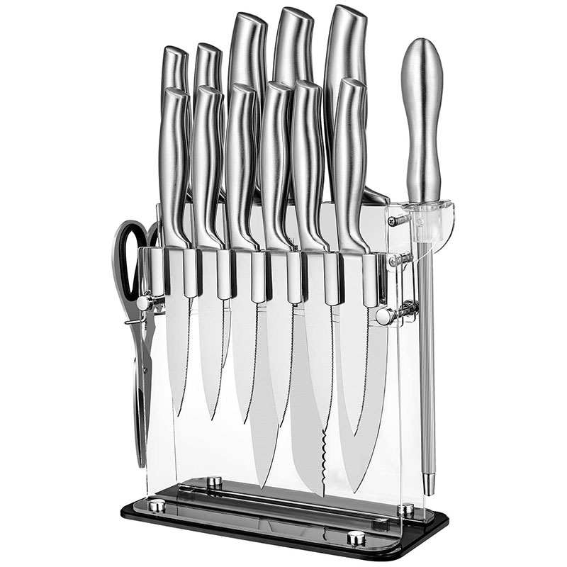 Yangjiang Factory Chinese 14 PCS Knife Set High Carbon Stainless Steel Kitchen Knife Set with Acrylic Stand