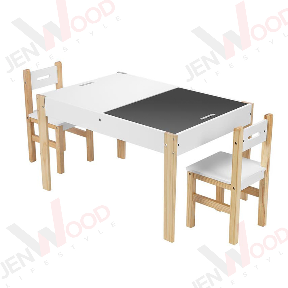 2020 New Toddler Kids Play Room Multifunction Wood Child Furniture Sets Table and Two Chair