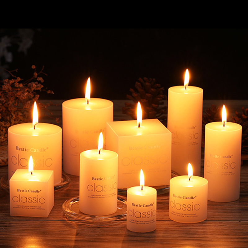 Soy candles white candles wholesale European cylindrical candles birthday wedding manufacturers custom