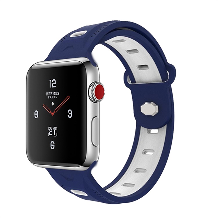 Ремешок силиконовый для apple watch series 4 3 2 1, двойной резиновый браслет для наручных часов с ромбовидными отверстиями, 38 мм 40 мм 42 мм 44 мм