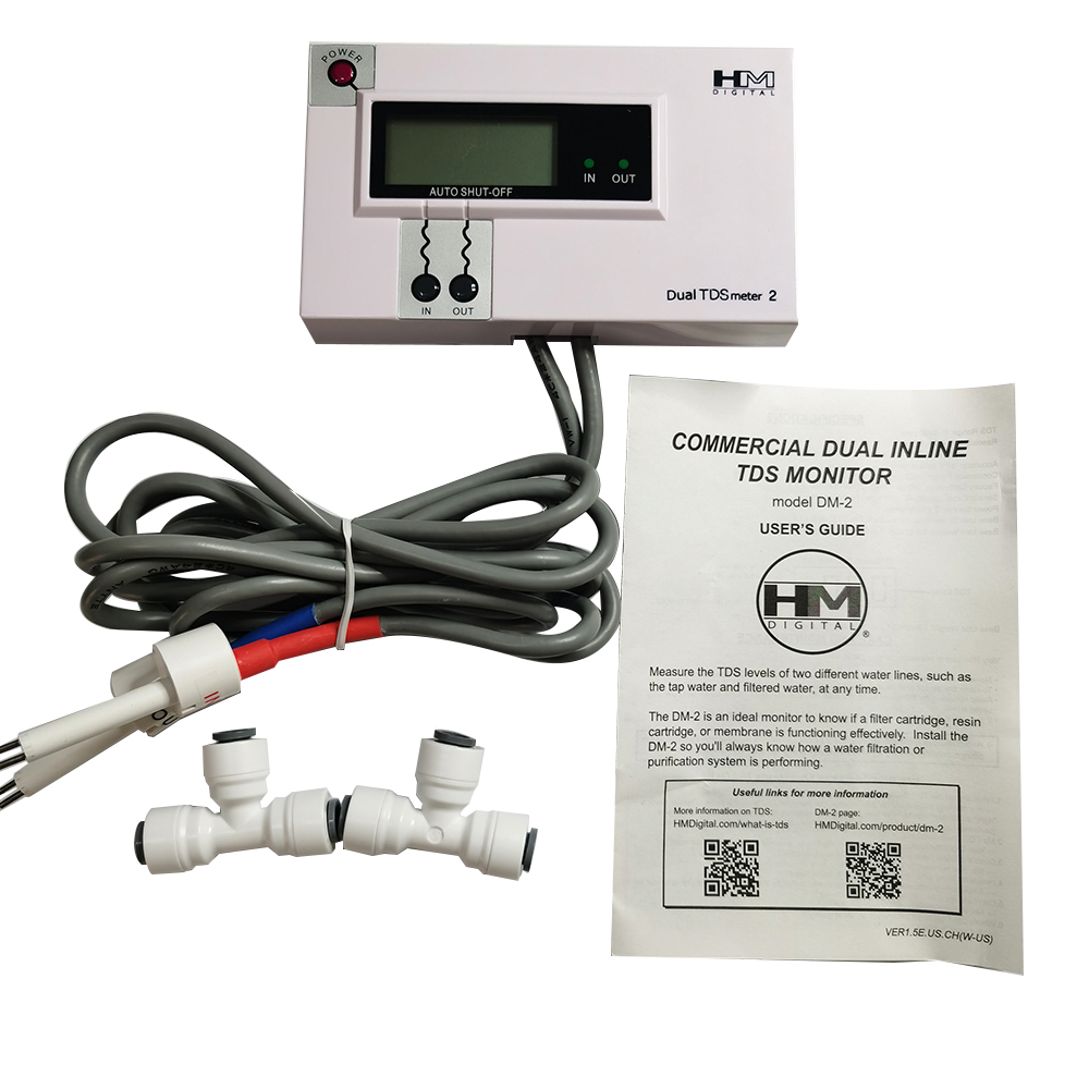 HM TDS DM-2 двойной TDS монитор качества воды Счетчик с датчиком 1/4 аналоговый встроенный 0-9990 ppm для водоочистителя