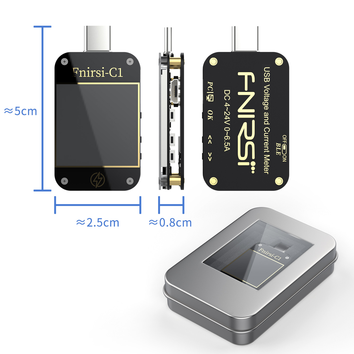 C1 Type-C PD триггер USB-C Вольтметр и амперметр для быстрой зарядки протокол испытаний Type-C измеритель мощности тестер банка с программное обеспечения для подключения к компьютеру