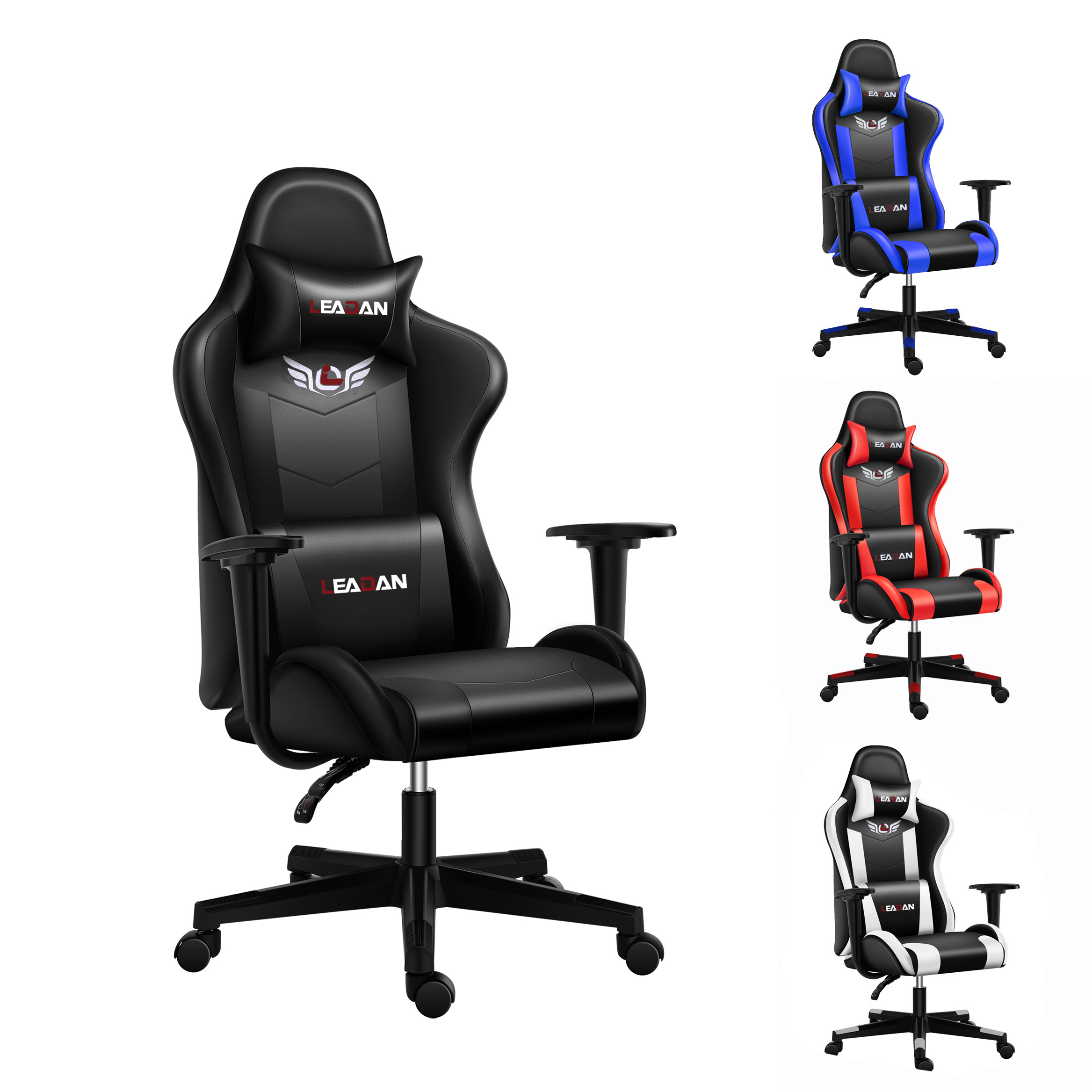 Игровое эргономичное кресло LEADAN для ПК, игровое кресло, массажные детали, офисное кожаное игровое кресло с пользовательским логотипом для игрового компьютера