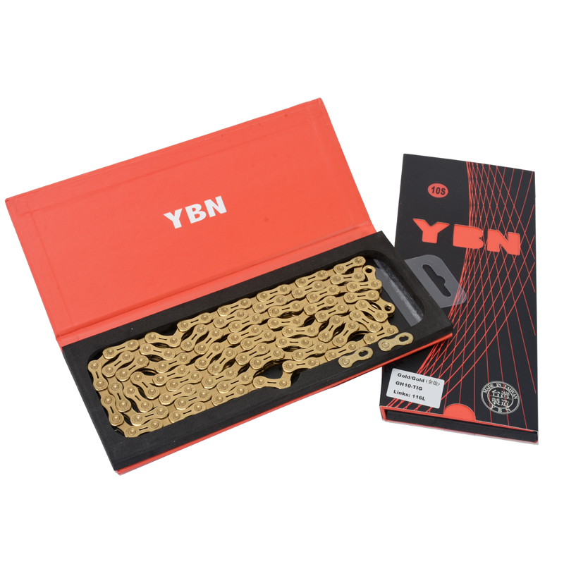 Сверхлегкая Золотая Велосипедная Цепь YBN, полуполая цепь 10-11 скоростей для горного и дорожного велосипеда