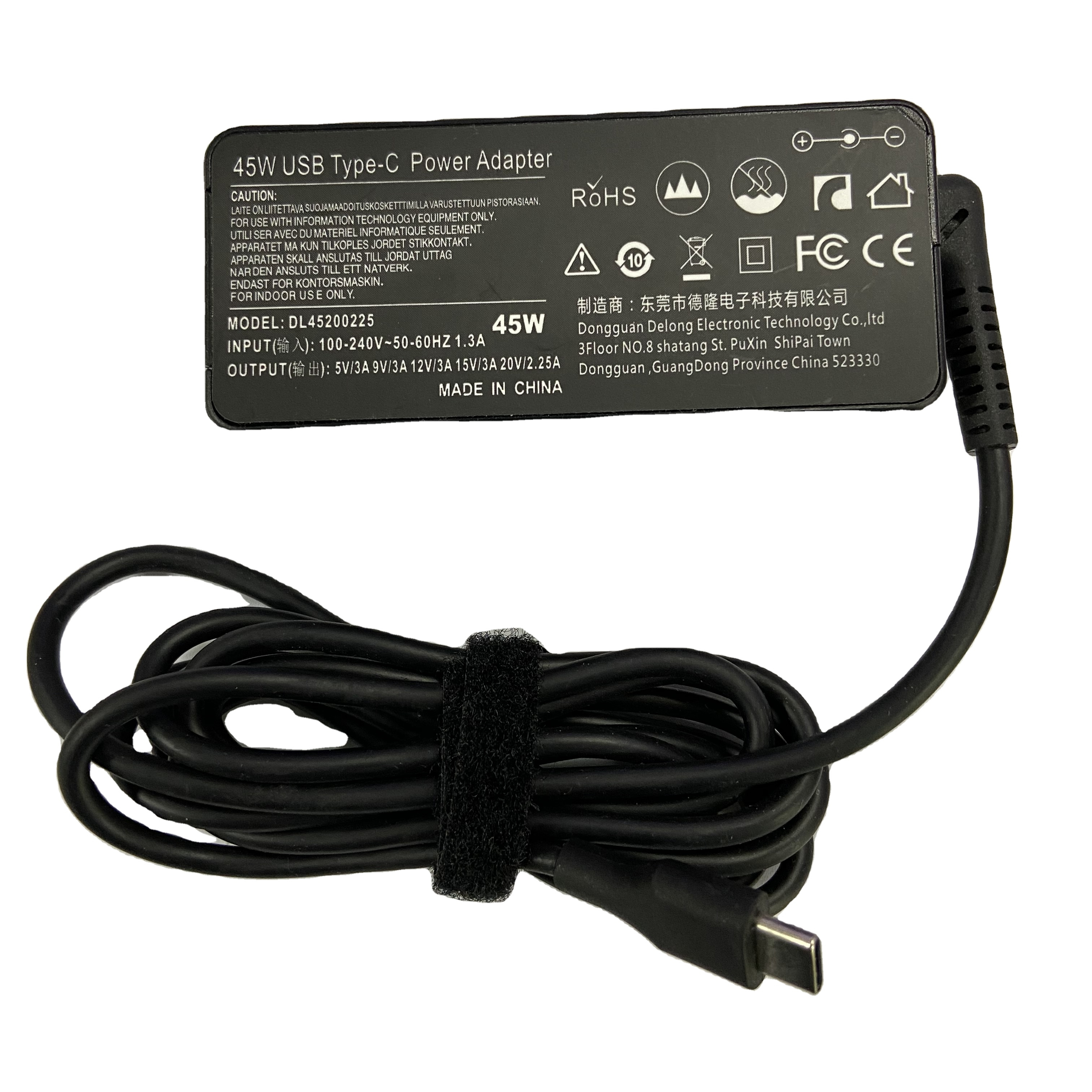 Зарядное устройство для ноутбука, 5 В, 9 В, 15 В, 3 а/20 в, 2,25 А, 45 Вт, USB Тип C
