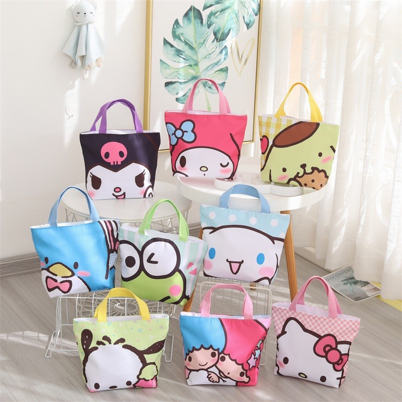 ZG-оптовая продажа, новая милая сумка для ланча Sanrio, сумка-тоут с мультяшным принтом Kuromi Melody Kitty