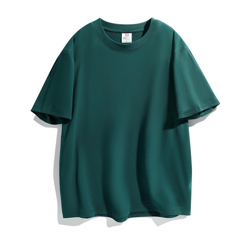 Customized 220g Cotton T-shirt Fashion Brand Customized Silk Screen Powder Puff Craft Short Sleeve Oversized Plain Short Style