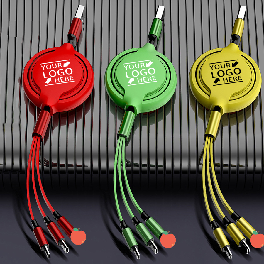 Изготовленным на заказ логосом 3 в 1 Выдвижной usb-кабель для зарядки 1 м USB зарядное устройство для iPhone и Android телефонов с интерфейсом Type-C кабель для зарядки