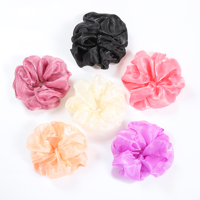Extra large temperament pearlescent net yarn retro large intestine hair ring fairy French net yarn chiffon head rope rubber band
