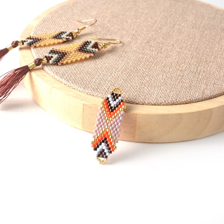 Wholesale rhombic miyuki seed beads charm connectors for bracelets jewelry making