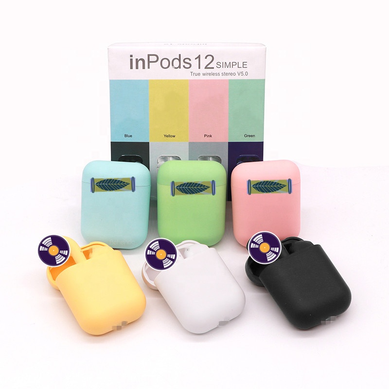 Настоящие беспроводные наушники macaroon inpods 12 tws i12 macaron audifonos touch mini наушники матовые цветные наушники