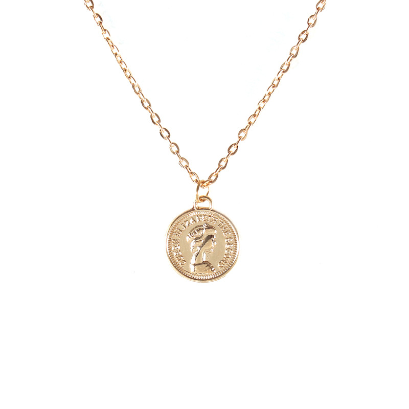 Explosive fashion all-match ladies necklace coin pendant simple personality torque chain pendant locket choker necklet Collier