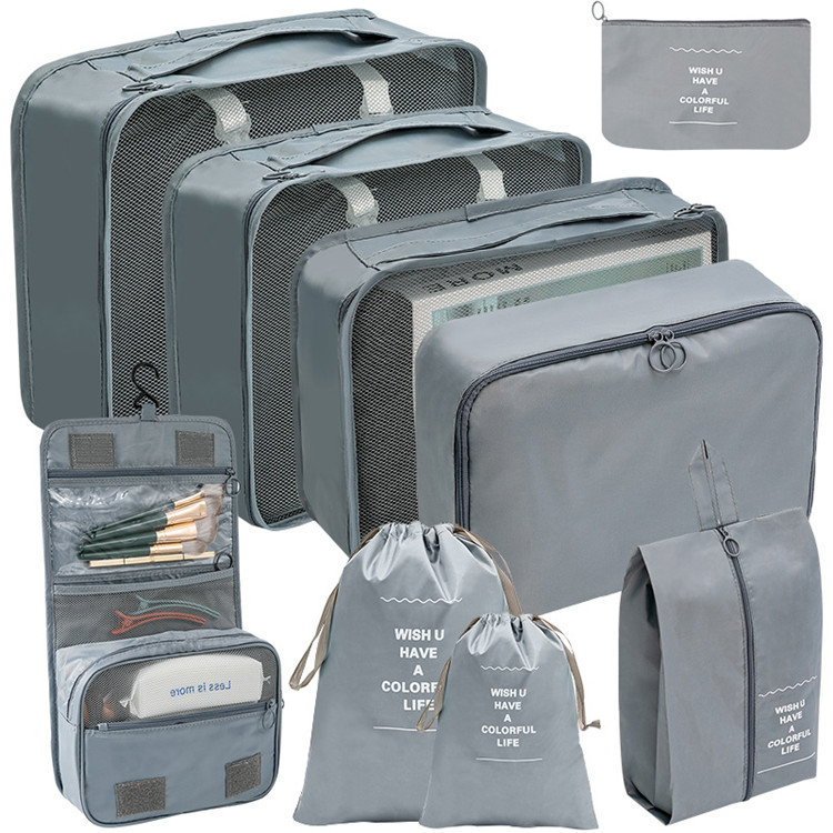 Foldable 9 set packing cubes set luggage bag travel luggage storage organizer for clothes