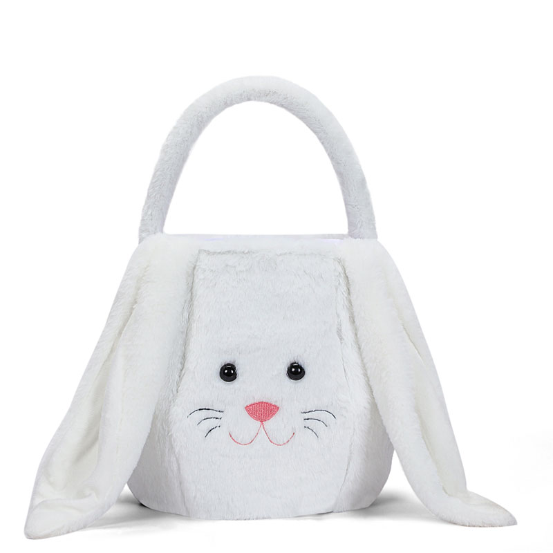 Lovely Easter Basket Customized Floppy Ears Furry Plush Monogrammed Bunny Easter Basket