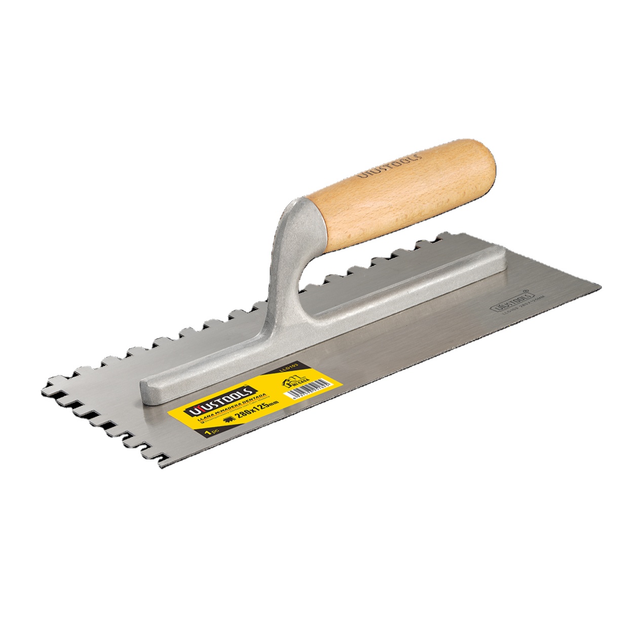 Stock Hand Tool Notched Square Wooden Handle Trowel with Two-side Teeth