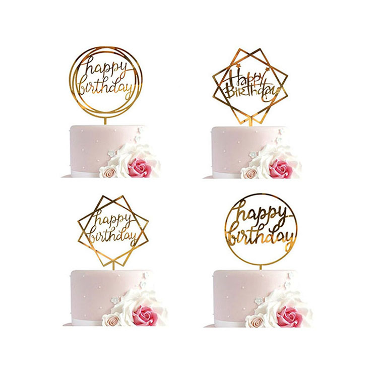 Gold Glitter Custom Personalized Wedding Happy Birthday Acrylic Cake Topper