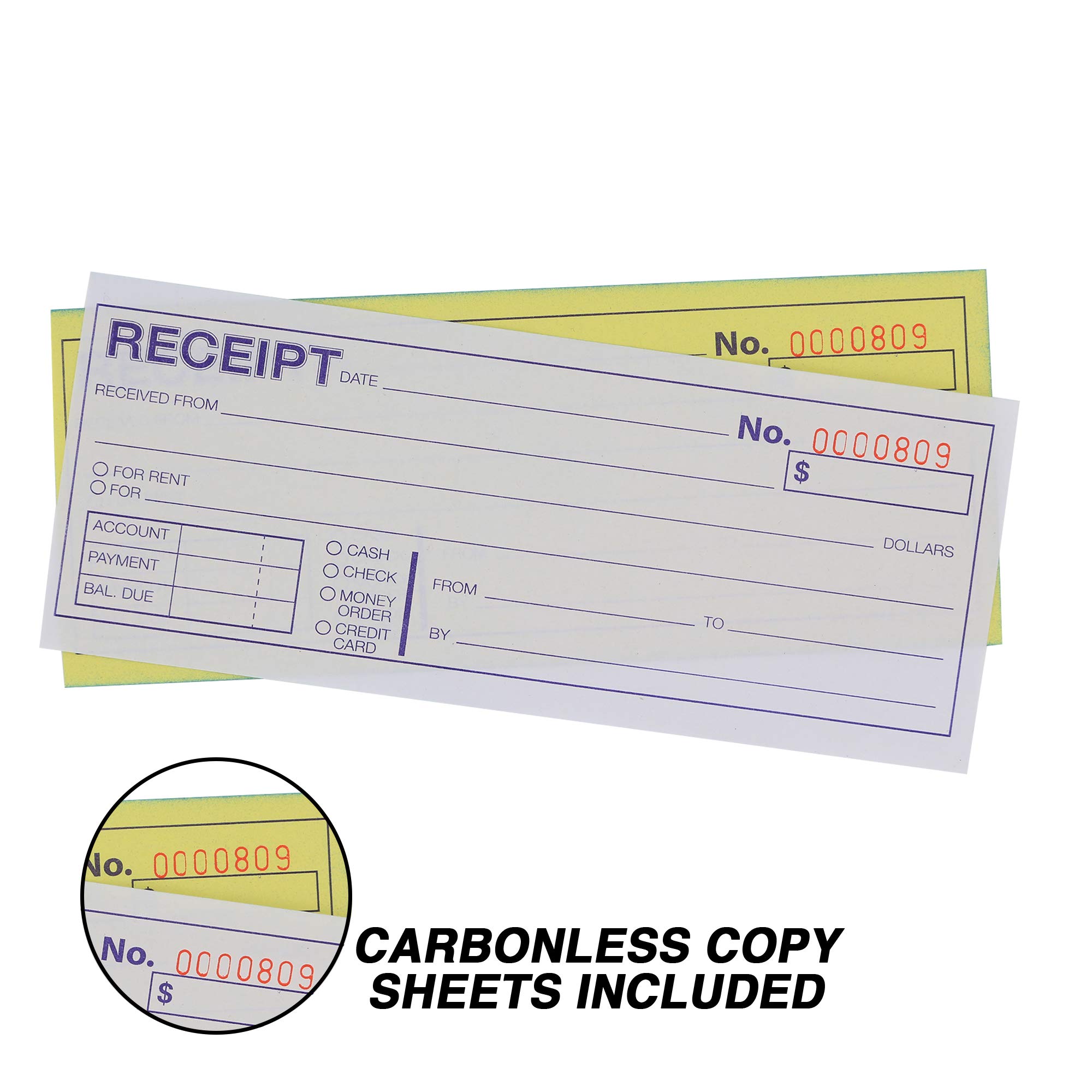 2-Part Carbonless Cash Or Rent Receipt Book General Purpose Sales Money Book White And Canary Contractor's Invoice Form Book