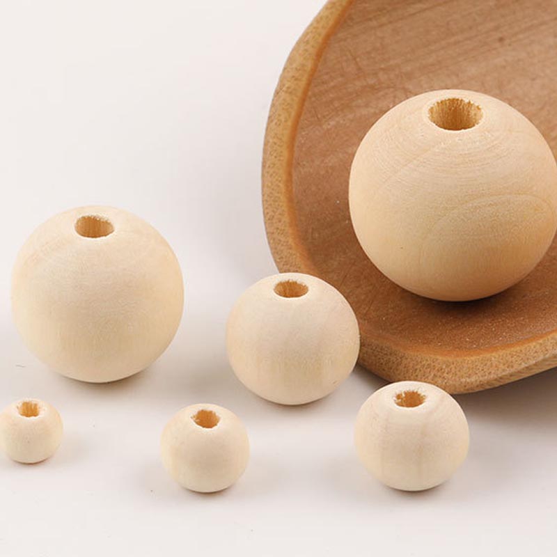 Wooden Natural Round Wood Beads Unfinished Wood Spacer Beads Loose Beads for Crafts DIY Jewelry Making