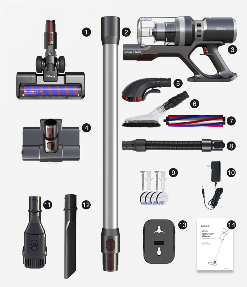Dibea F20MAX 25KPA Bagless Cyclone Portable Rechargeable Handheld BLDC Cordless Vacuum Cleaner