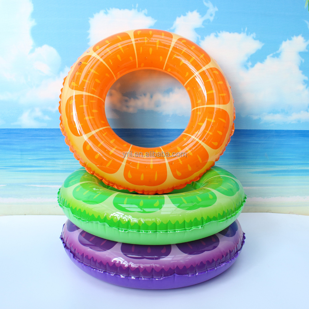 Beach Party Eco-friendly PVC Material Watermelon Lemon Tube Orange Inflatable Fruit Swimming Ring