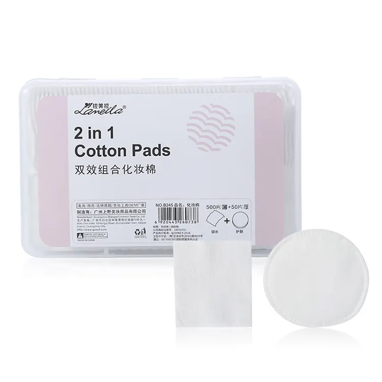 Wholesale Organic Cosmetic Cotton Pads Efficient Makeup Remover 50 Pieces Round Pads And 500piece Rectangle Pads B245