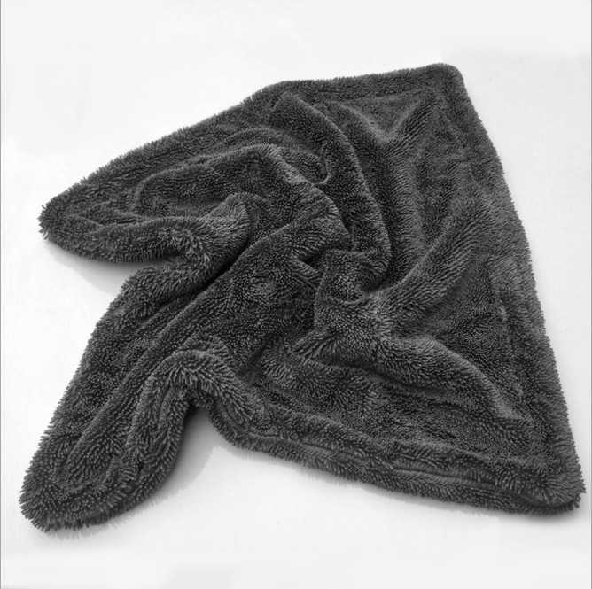 Оптовая продажа, мягкая плюшевая Тяжелая темно-серая ткань 40*40 600gsm-1400gsm, большое полотенце из микрофибры для мытья автомобиля