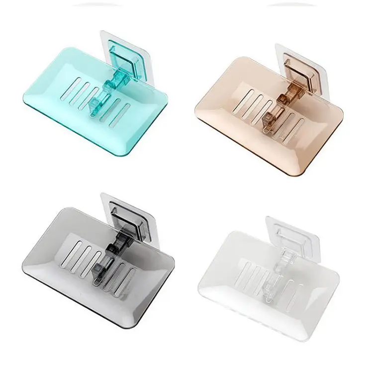 New Transparent Non-Marking Soap Box Free Punching Wall-Mounted Crystal Soap Box Suction Wall Drain Soap Holder