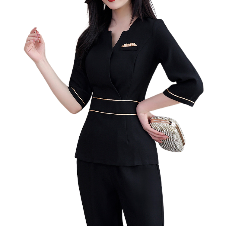 Elastic Custom Logo high quality Thai massage beauty industry salon Technician workwear women tunic spa uniform for lady