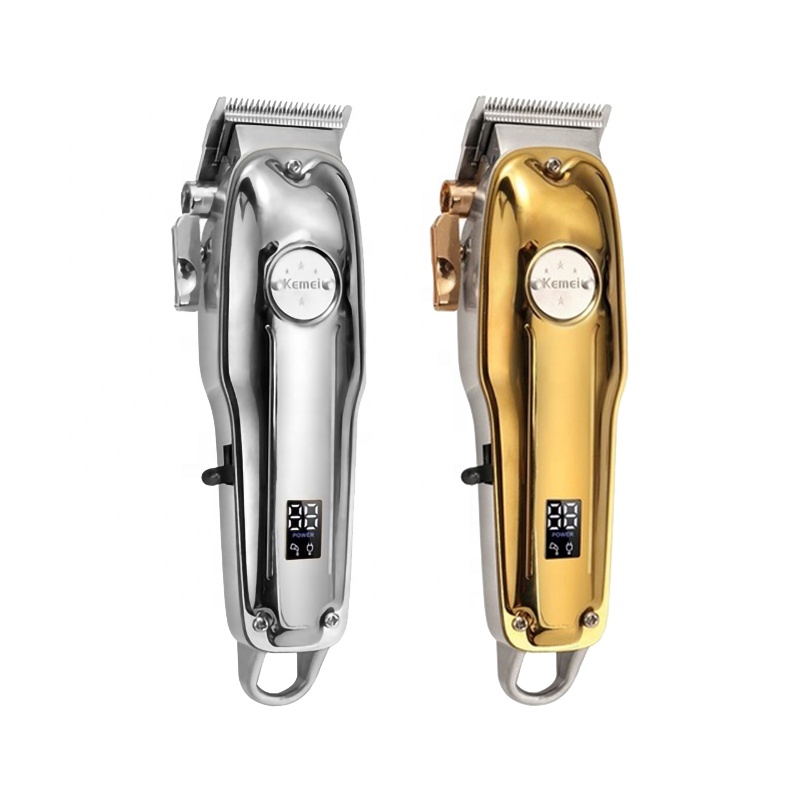 Kemei USB All-Metal Barber Hair Cutting Machine KM-1986+PG Professional Electric Cordless LCD Hair Trimmer