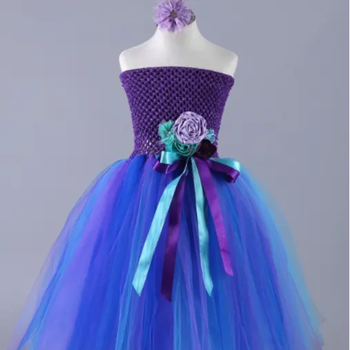 Топ Мода завод в виде большого цветка, пурпурного цвета для девочек Одежда для детей; Платье-пачка; Детские платья с юбкой-пачкой для девочек