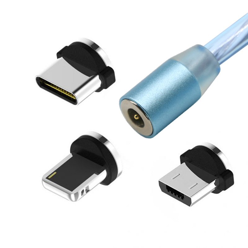 Wholesale Flowing Light 3 In 1 Magnetic Charging Phone Accessories data USB Cable for iphone/Android/ type c