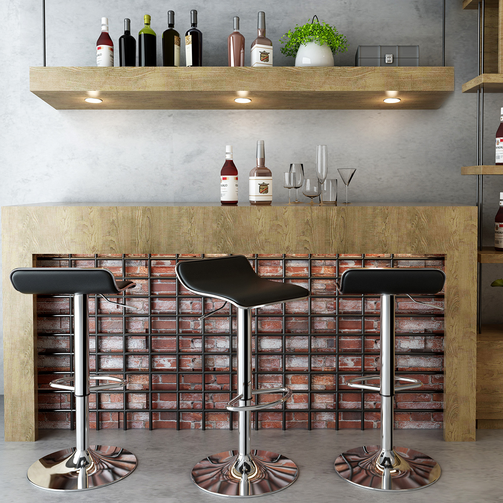 2021 New Modern 2 PCS PU Leather kitchen Bar chair stools restaurant High quality Adjustable leather Swivel bar Stool
