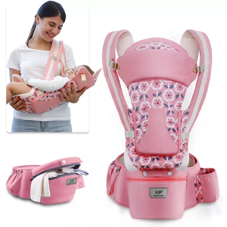 Multifunction Waist Baby Carrier Hipseat with Backpack Green Red Customized Frame Gray Fabric Pcs Color Support NEWAY Material