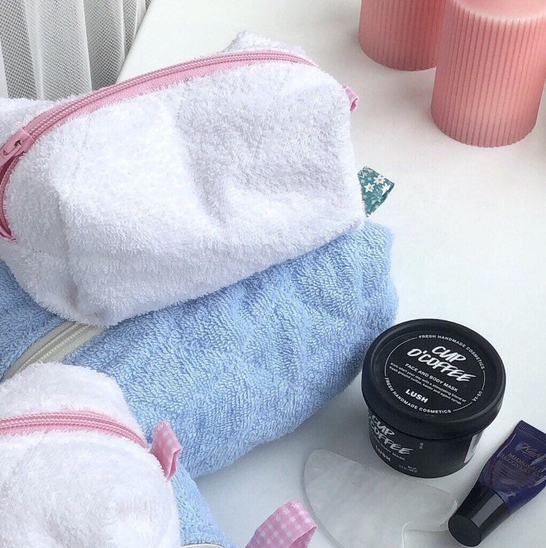 2022 махровая ткань Toweling, мягкие тканевые дамские сумочки для туалетных принадлежностей, косметички, индивидуальная косметичка