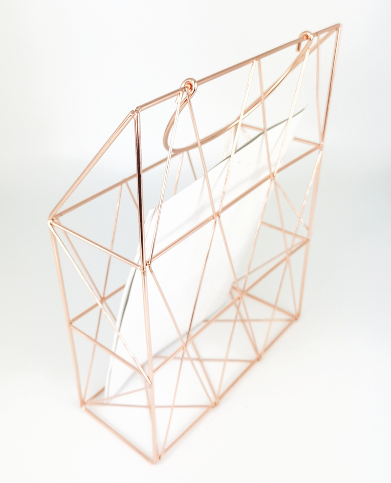 Decoration Metal Mesh magazine Basket Flower Wire Wall Storage Rose Gold Iron Hanging Basket