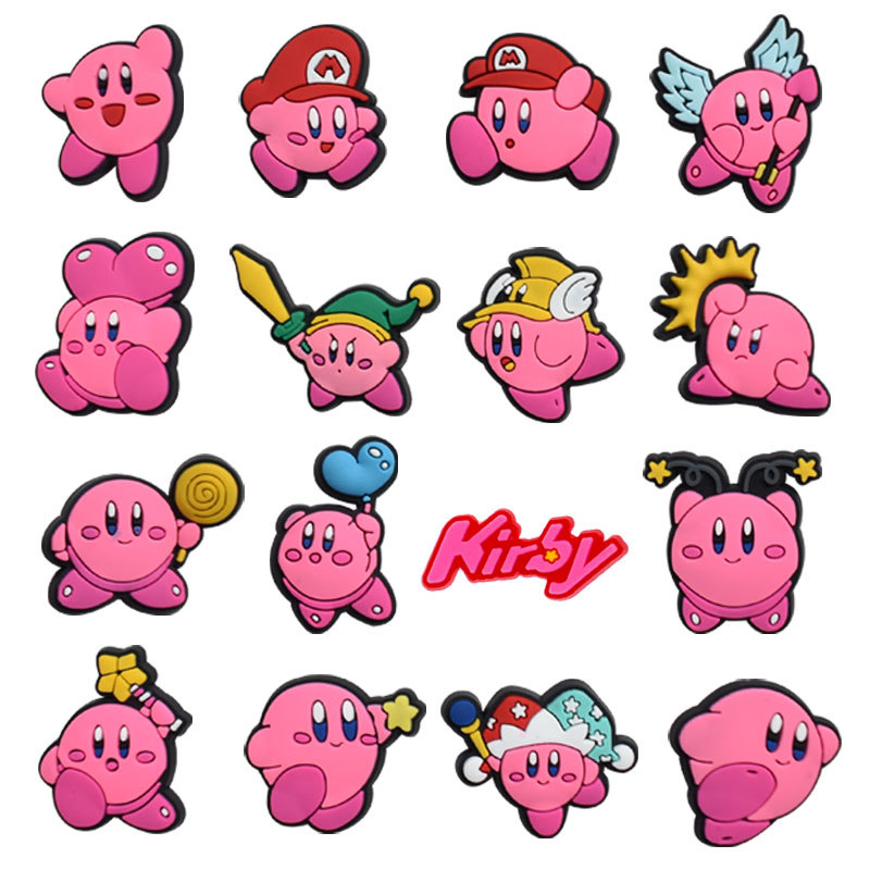 Оптовая продажа 2022, подвески из мультфильма Kirby для обуви и аксессуаров, мягкие украшения для обуви из ПВХ в качестве подарка на вечеринку, подвески croc