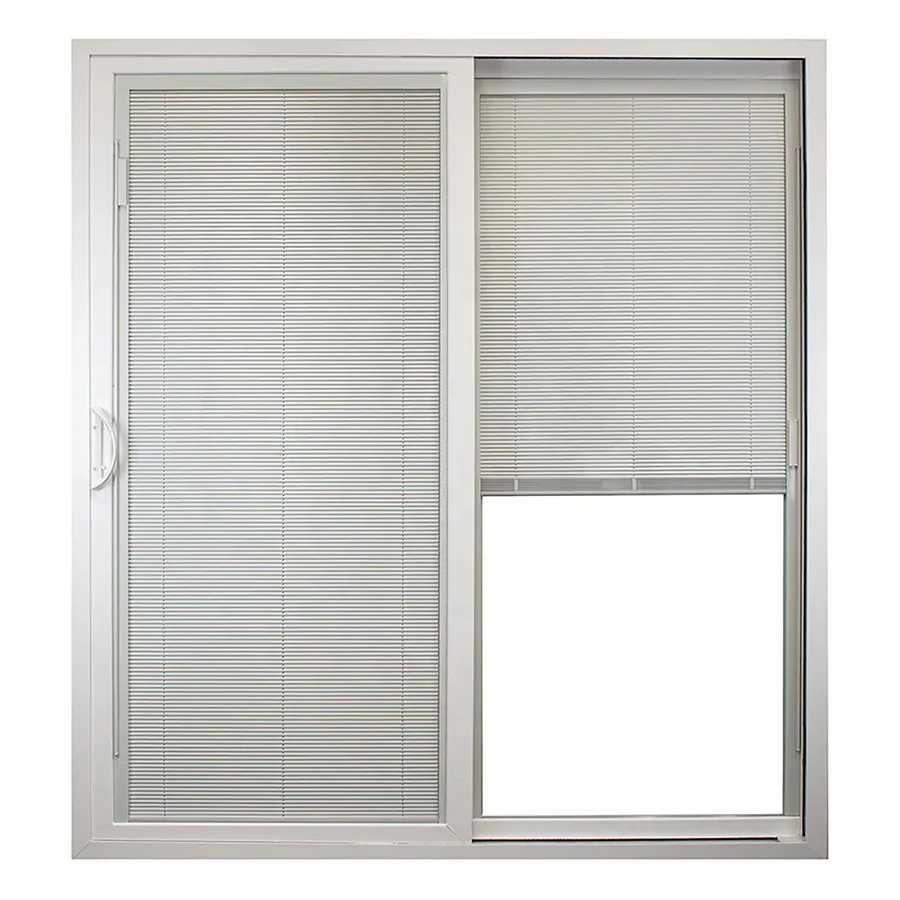 American style 72*80 white vinyl pvc upvc sliding doors and windows with built-in blind sliding patio door with internal blinds